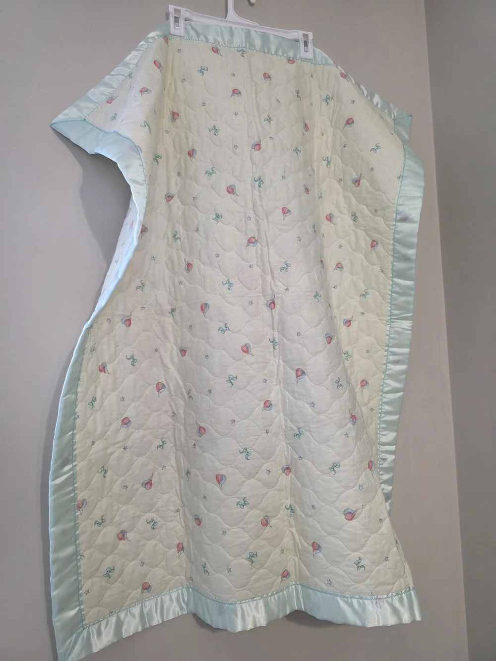 Vintage Cream and Light Blue Teddy Bear Storytime Blanket